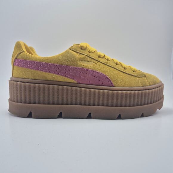 PUMA Fenty x Cleated Creeper Suede Yellow/Pink Platform Shoes Womens Size 7.5 - Picture 5 of 12